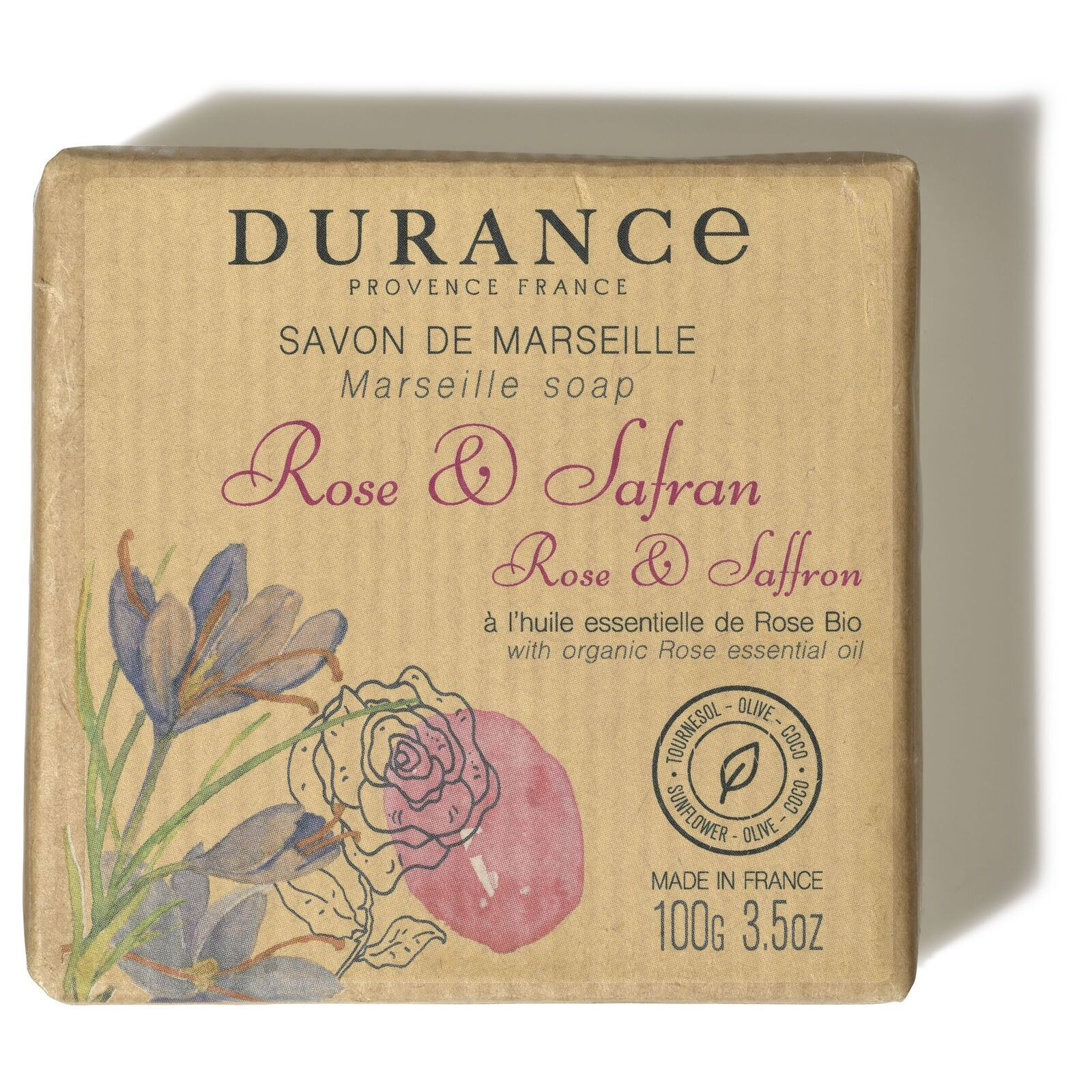 Produktbild Rose & Safran Marseiller Seife 100g – Hauptansicht