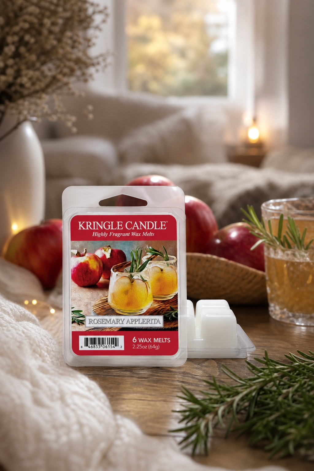 Rosemary Applerita Wax Melts 64g in einer stimmungsvollen Anwendungsszene