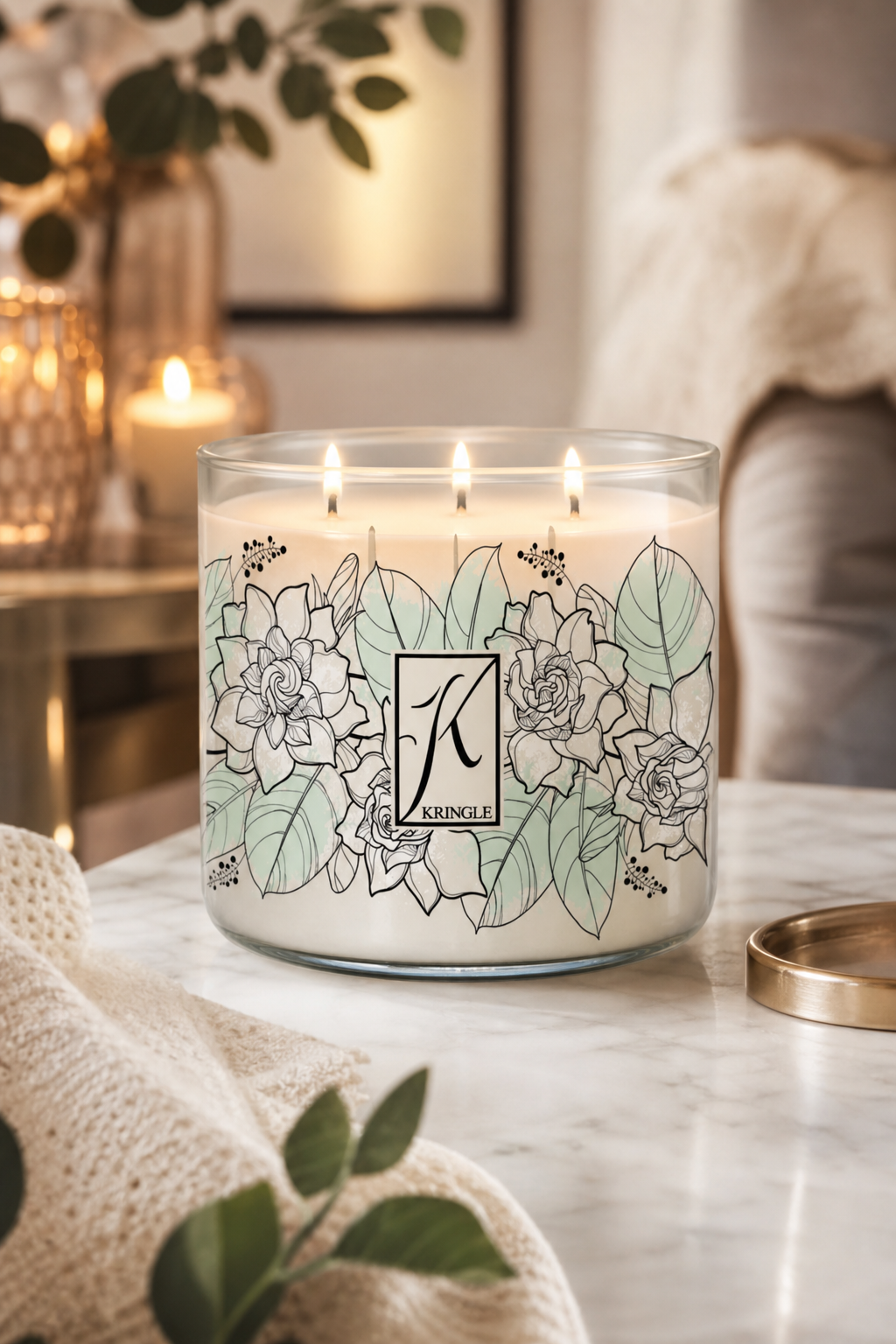 Sage & Palo Santo 396g Tumbler 3-Docht in einer stimmungsvollen Anwendungsszene