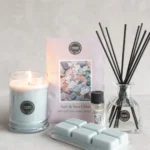 Salt & Sea Glass Kerze mit Duftwürfeln, Duftstäbchen und Verpackung