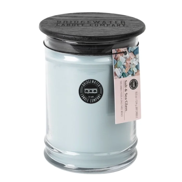 Salt & Sea Glass Kerzenglas mit Deckel und seitlich befestigtem Produktanhänger