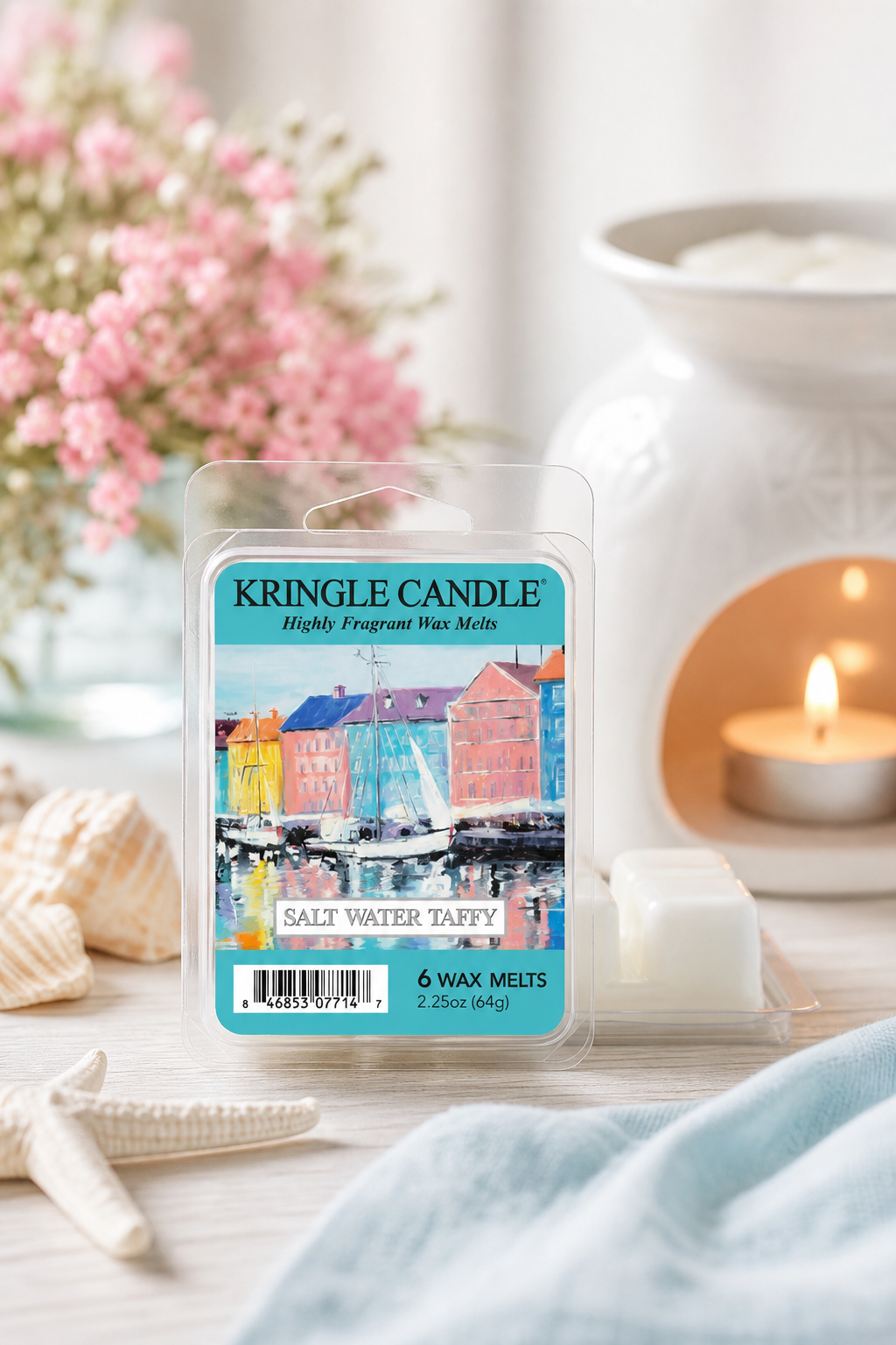 Salt Water Taffy Wax Melts 64g in einer stimmungsvollen Anwendungsszene