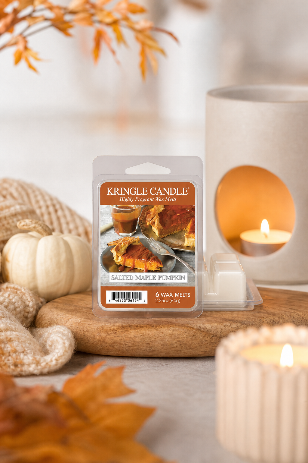 Salted Maple Pumpkin Wax Melts 64g – Stimmungsbild Salted Maple Pumpkin Wax Melts 64g in einer stimmungsvollen Anwendungsszene