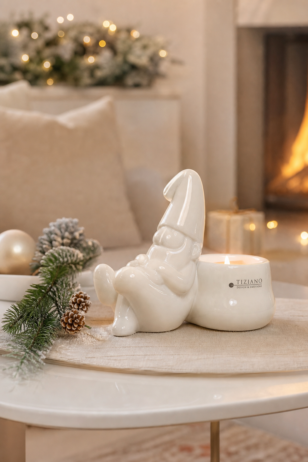 Santa Claudius sitzend in einer stimmungsvollen Anwendungsszene