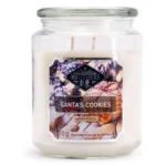 Santa's Cookies Duftkerze im Glas mit zwei Dochten und Etikett