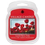 Verpacktes Scarlet Berry Tulip Duftwachs mit Tulpenmotiv auf rotem Etikett