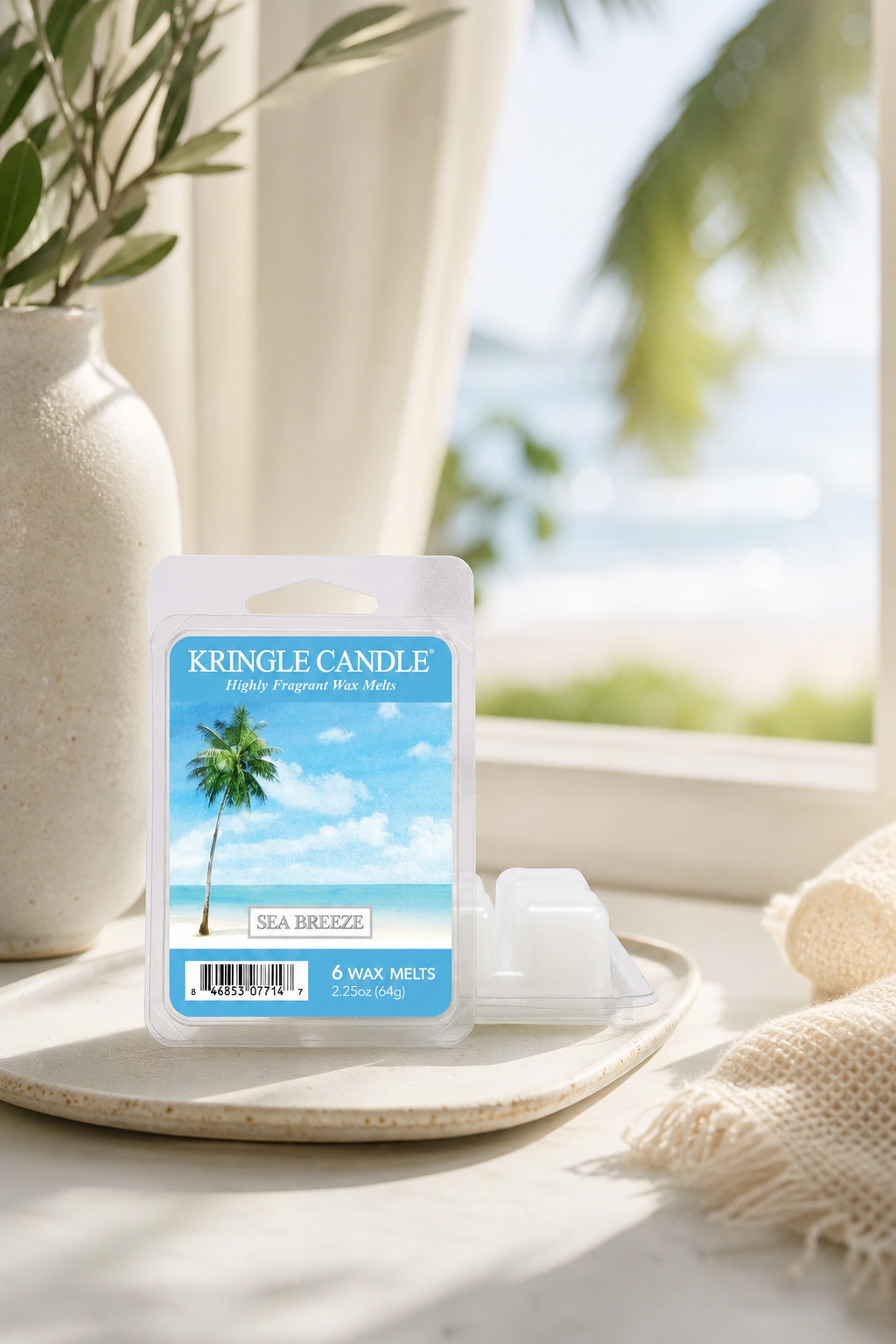Sea Breeze Wax Melts 64g in einer stimmungsvollen Anwendungsszene