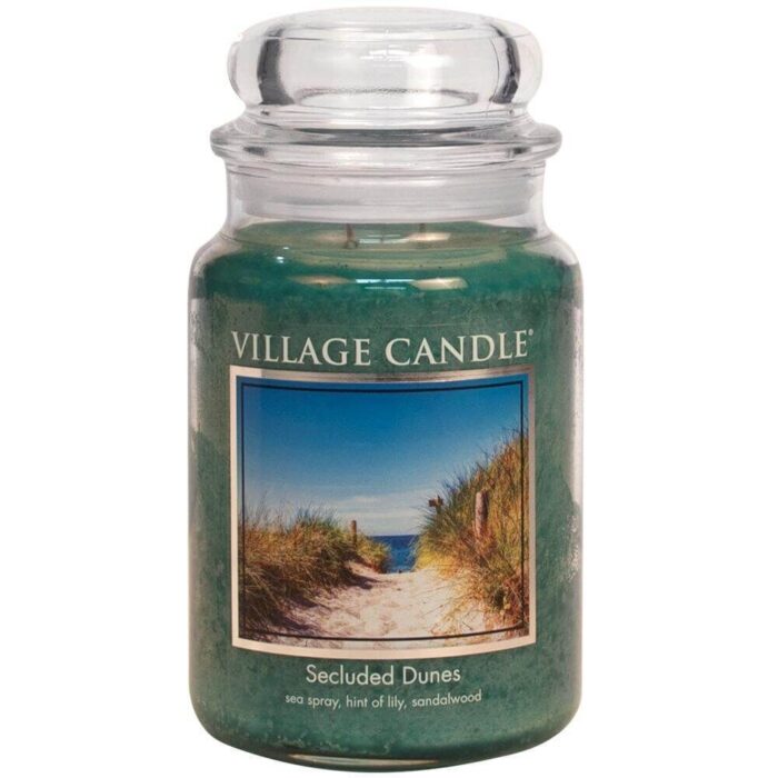 Village Candle Secluded Dunes im Glas mit Strandmotiv