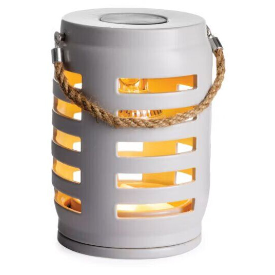 Duftlampe mit Seilgriff WeiĂźe elektrische Duftlampe mit rundem Oberteil und Seilgriff
