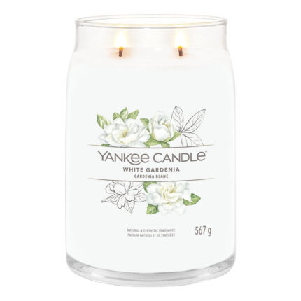 Yankee Candle White Gardenia im Glas mit zwei brennenden Dochten