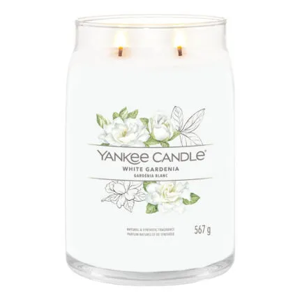 Yankee Candle White Gardenia im Glas mit zwei brennenden Dochten