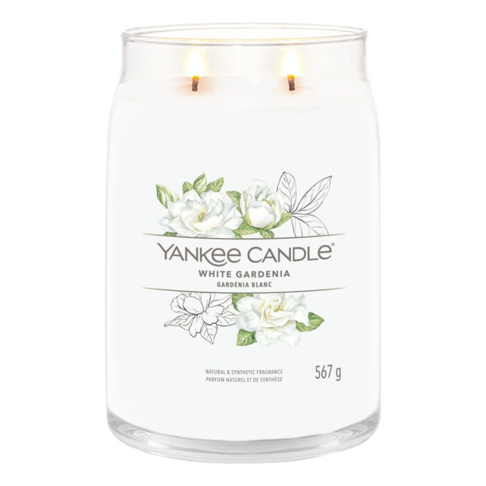 Yankee Candle White Gardenia im Glas mit zwei brennenden Dochten
