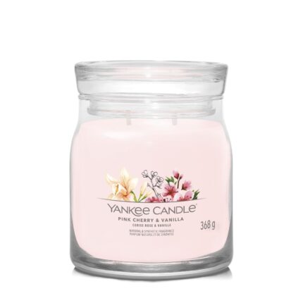Rosa Yankee Candle Duftkerze im Glas mit geschlossenem Deckel