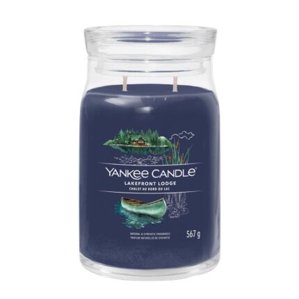 Yankee Candle Lakefront Lodge Kerze im Glas mit zwei sichtbaren Dochten