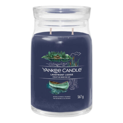 Yankee Candle Lakefront Lodge Kerze im Glas mit zwei sichtbaren Dochten