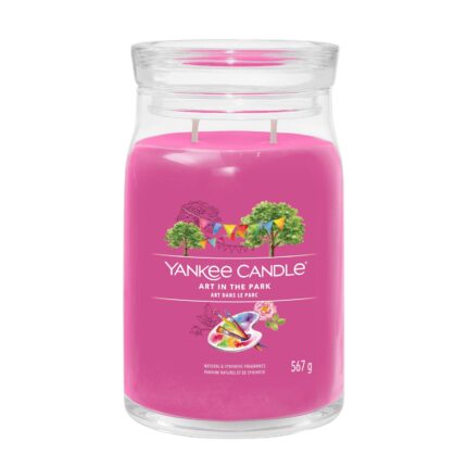 Pinke Yankee Candle Art in the Park Jar mit zwei sichtbaren Dochten