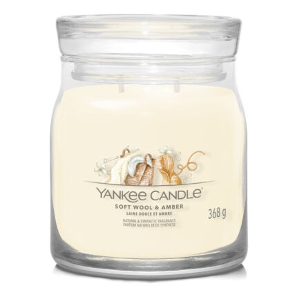 Yankee Candle Soft Wool & Amber Kerze im Glas mit Deckel