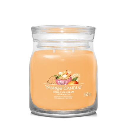 Mango Ice Cream Duftkerze im Glas mit sichtbarem Etikett