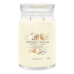 Soft Wool & Amber Kerze im Glas mit zwei sichtbaren Dochten