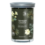 Yankee Candle Silver Sage & Pine Kerze im Glas mit Blumen- und Zweigmotiv