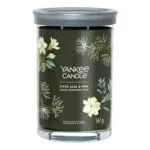 Yankee Candle Silver Sage & Pine Kerze im Glas mit Blumen- und Zweigmotiv