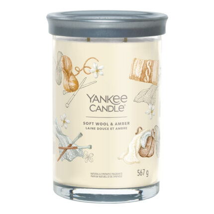 Yankee Candle Soft Wool & Amber Kerze im Glas mit Deckel