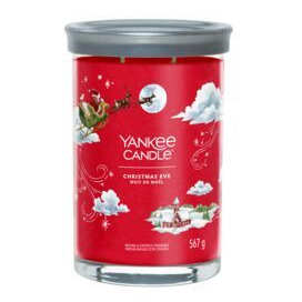Rote Christmas Eve Kerze im Glas mit grauem Deckel