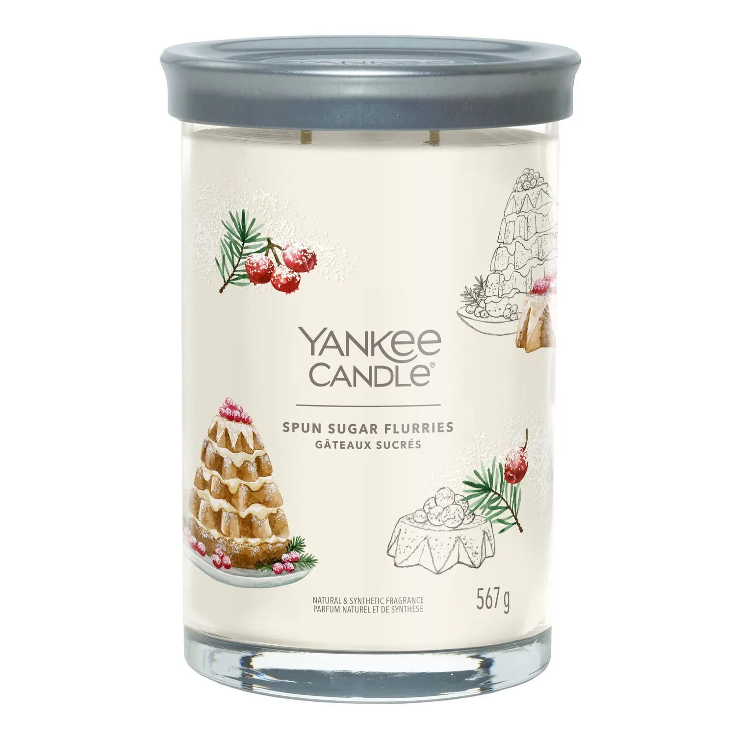 Spun Sugar Flurries Kerze Yankee Candle Kerze im Glas mit Spun Sugar Flurries Etikett