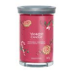Rote Peppermint Pinwheels Duftkerze im Glas mit Deckel