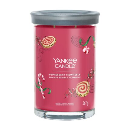 Rote Peppermint Pinwheels Duftkerze im Glas mit Deckel