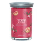 Roter Yankee Candle Peppermint Pinwheels Tumbler mit grauem Deckel