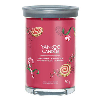 Roter Yankee Candle Peppermint Pinwheels Tumbler mit grauem Deckel