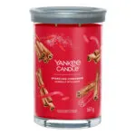 Rote Sparkling Cinnamon Kerze im Glas mit grauem Deckel