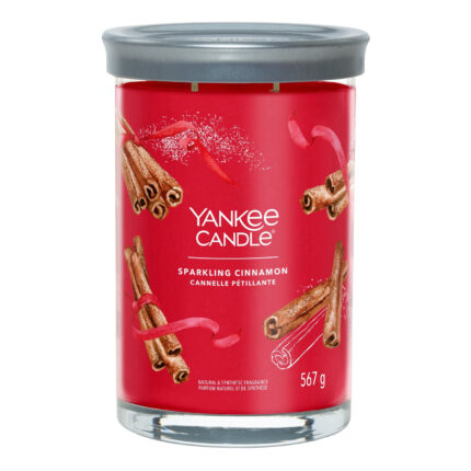 Rote Sparkling Cinnamon Kerze im Glas mit grauem Deckel