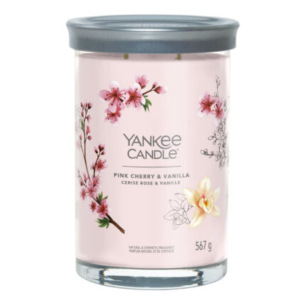 Yankee Candle Kerze im Glas mit Deckel und Blumenmotiv