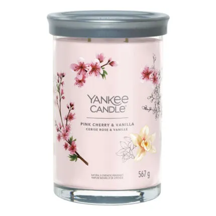 Yankee Candle Kerze im Glas mit Deckel und Blumenmotiv