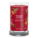 Red Apple Wreath Kerze im Glas auf silberfarbenem Sockel
