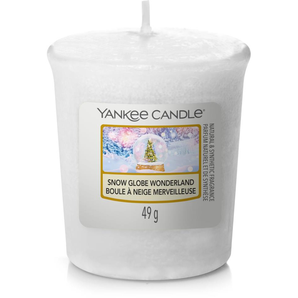 Yankee Candle Snow Globe Wonderland Weiße Yankee Candle mit Etikett Snow Globe Wonderland und 49 g