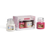 Yankee Candle Geschenkset mit zwei Einzelkerzen und sichtbaren Produktetiketten
