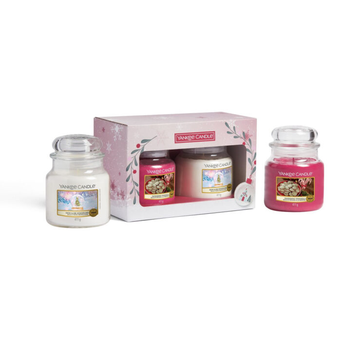 Yankee Candle Geschenkset mit zwei Einzelkerzen und sichtbaren Produktetiketten