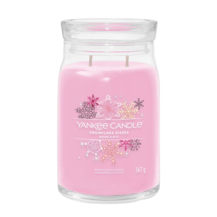 Yankee Candle Snowflake Kisses im Glas mit rosa Wachs, zwei Dochten und 567 g Inhalt