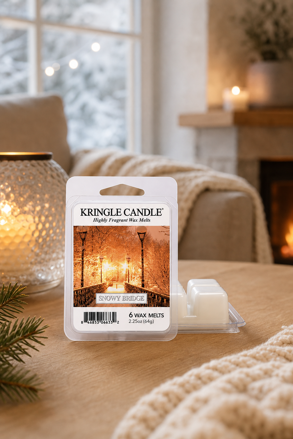 Snowy Bridge Wax Melts 64g in einer stimmungsvollen Anwendungsszene