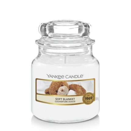 Soft Blanket Kerze im Glas mit Deckel und Etikett