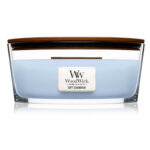 WoodWick Soft Chambray Kerze im Glasbehälter mit Holzdeckel