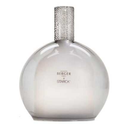 Runder Aroma-Diffuser mit silberfarbenem Metallaufsatz und Markenaufdruck