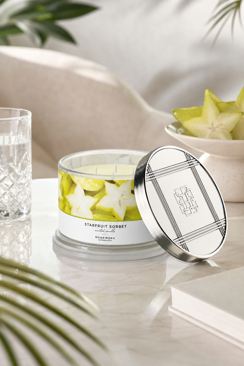 Starfruit Sorbet 510g (4-Docht) in einer stimmungsvollen Anwendungsszene