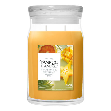 Yankee Candle Starfruit & Sunshine Duftkerze im Glas mit Fruchtmotiv