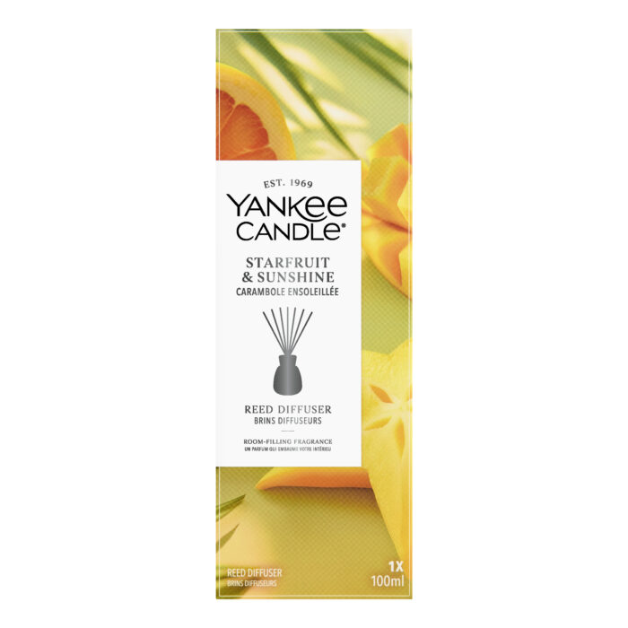 Starfruit & Sunshine Reed Diffuser Verpackung mit Duftstäbchen und 100 ml
