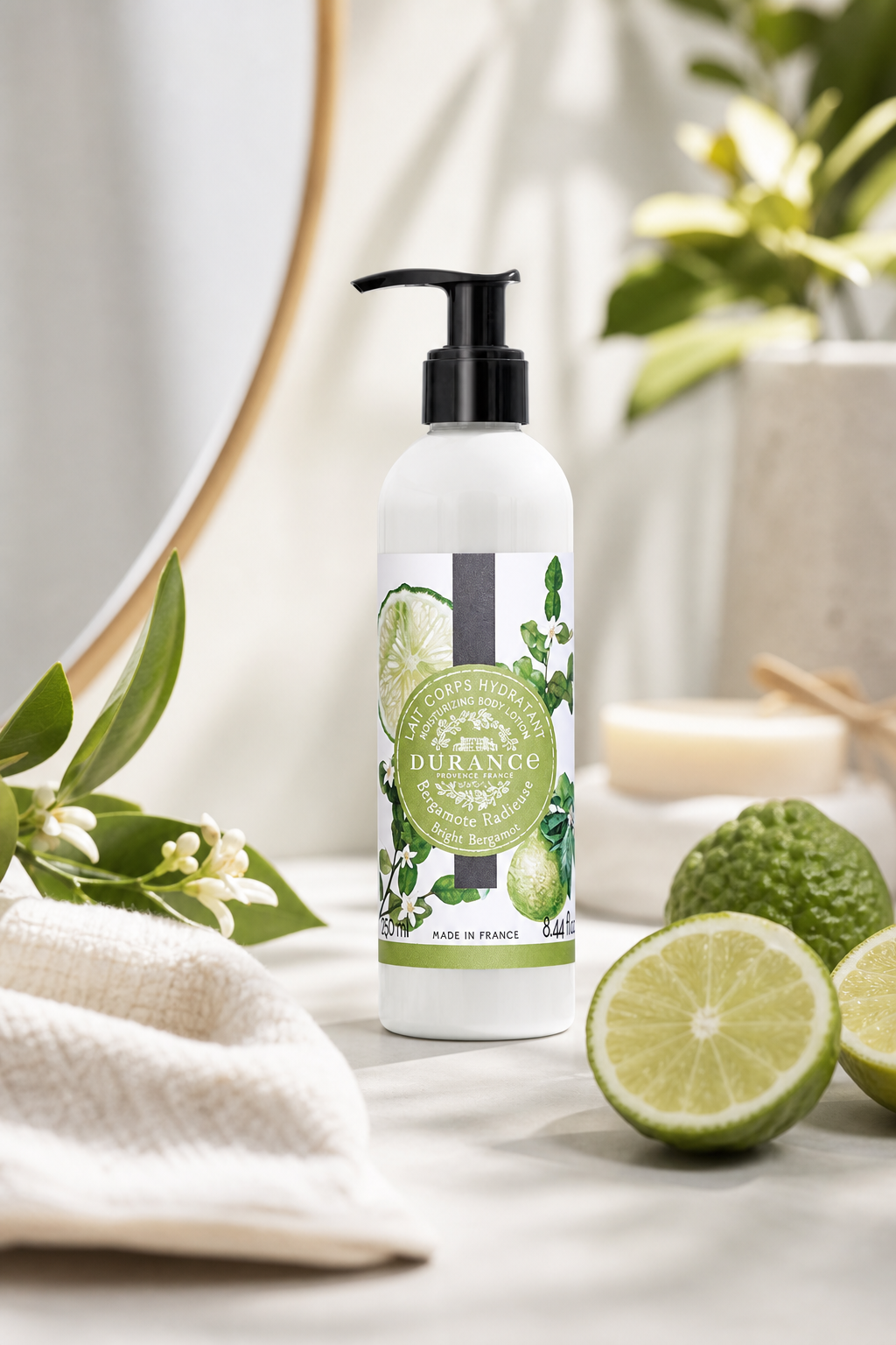 Strahlende Bergamotte Bodylotion 250ml in einer stimmungsvollen Anwendungsszene