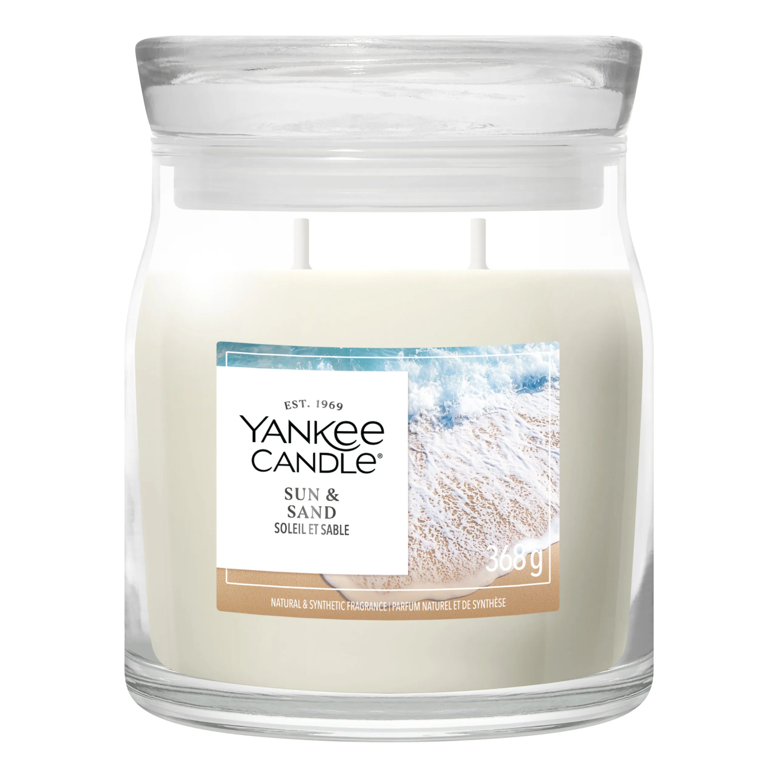 Sun & Sand Duftkerze im Glas Yankee Candle Sun & Sand Duftkerze im Glas mit sichtbarem Etikett